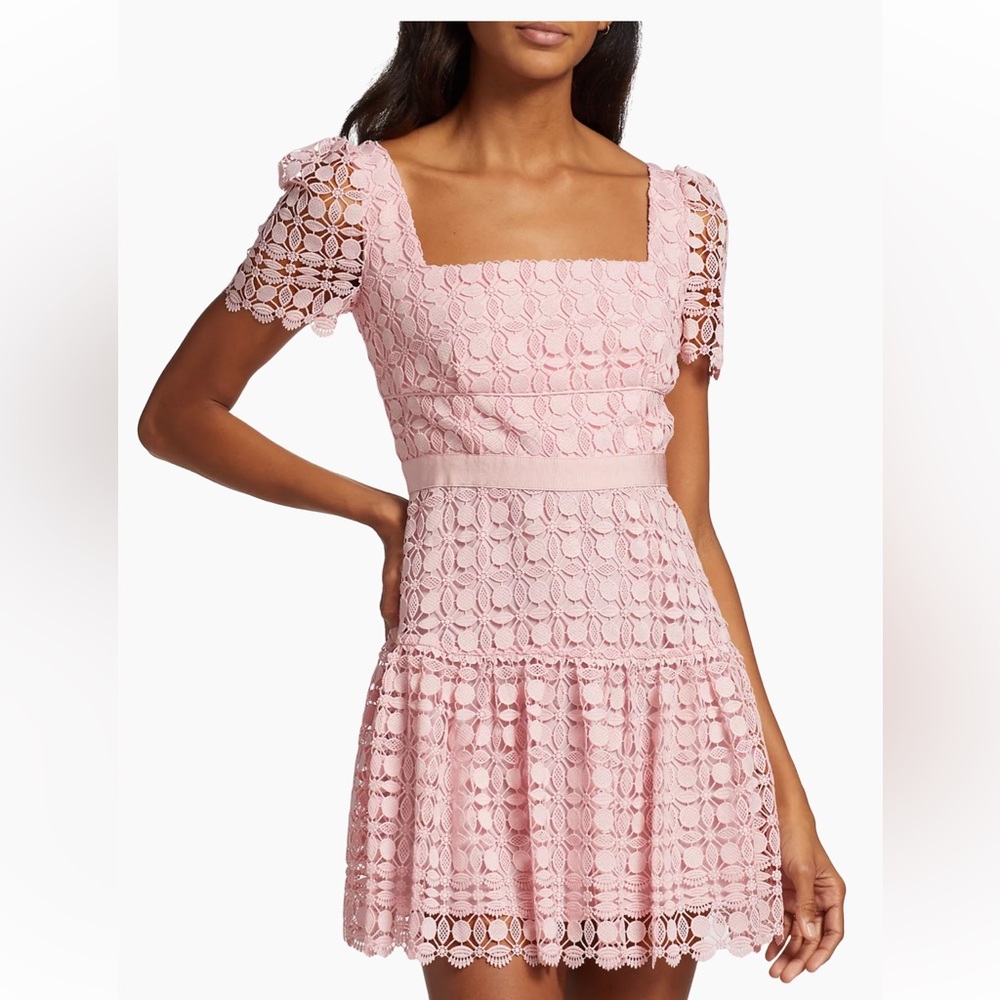Self Portrait short sleeved tiered mini dress